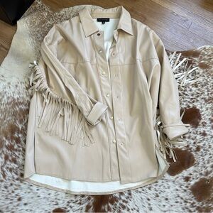 Faux Leather Fringe Shacket